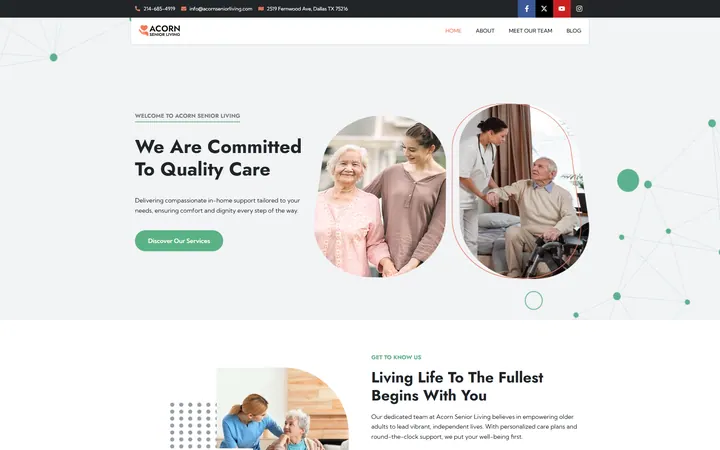Acorn Senior Living website homepage