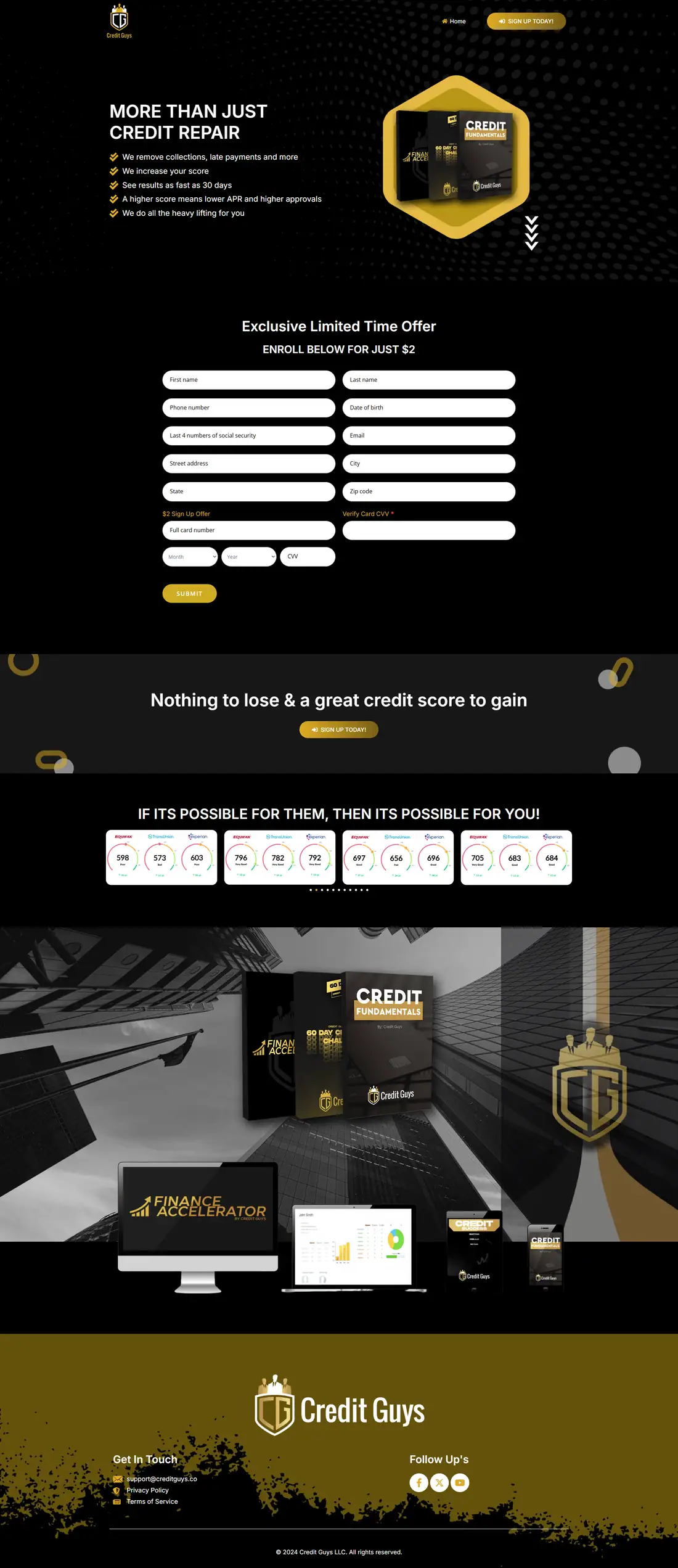 Full homepage of the Credit Guys website