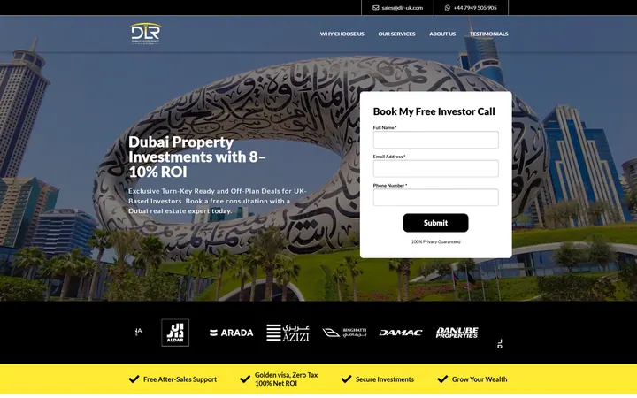 DLR Dubai Property website homepage