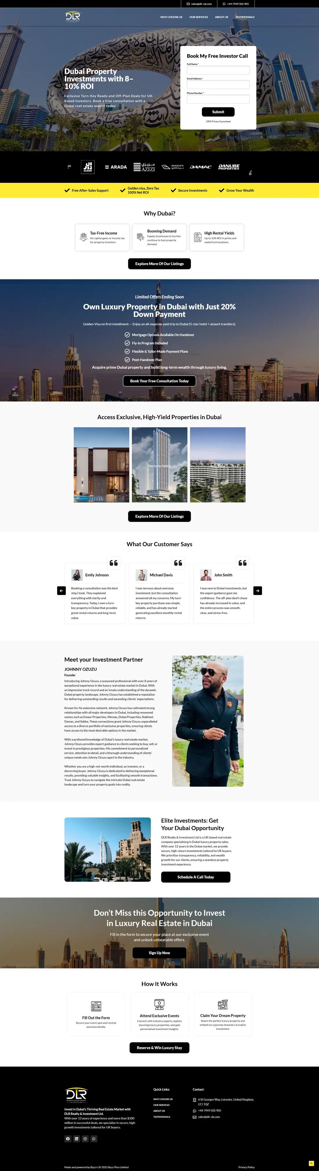 Full homepage of the DLR Dubai Property website