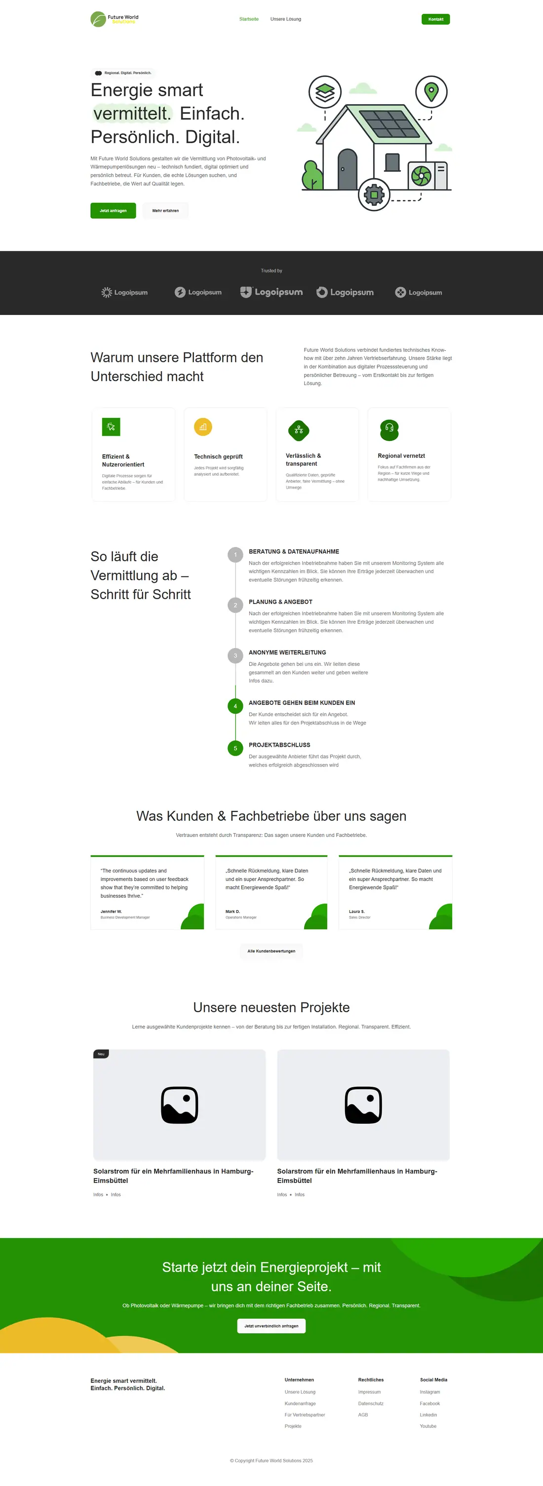 Full homepage of the Future World Solutions website