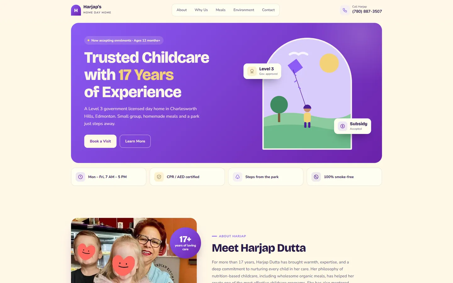 Harjap's Home Day Home website