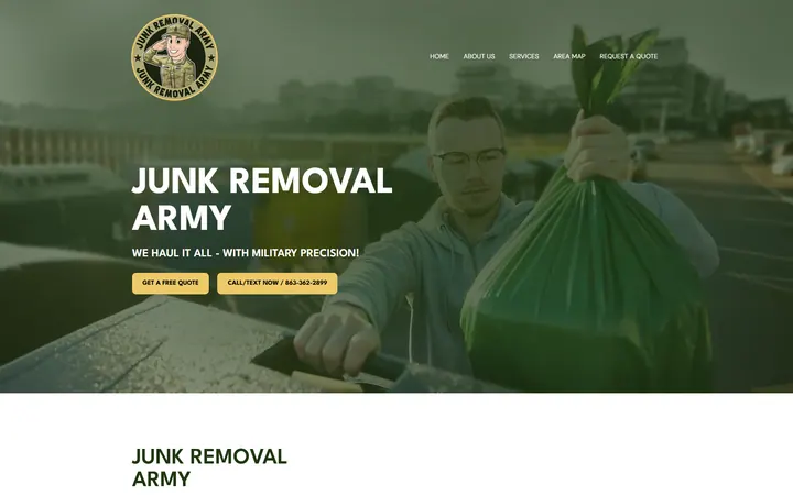 Junk Removal Army website homepage