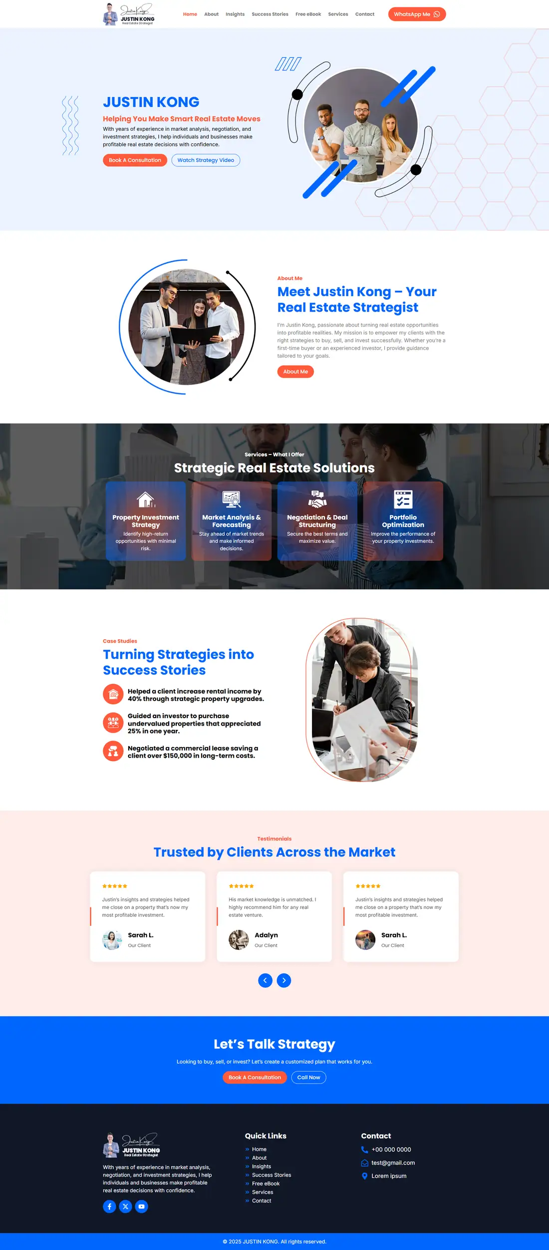 Full homepage of the Justin Kong website