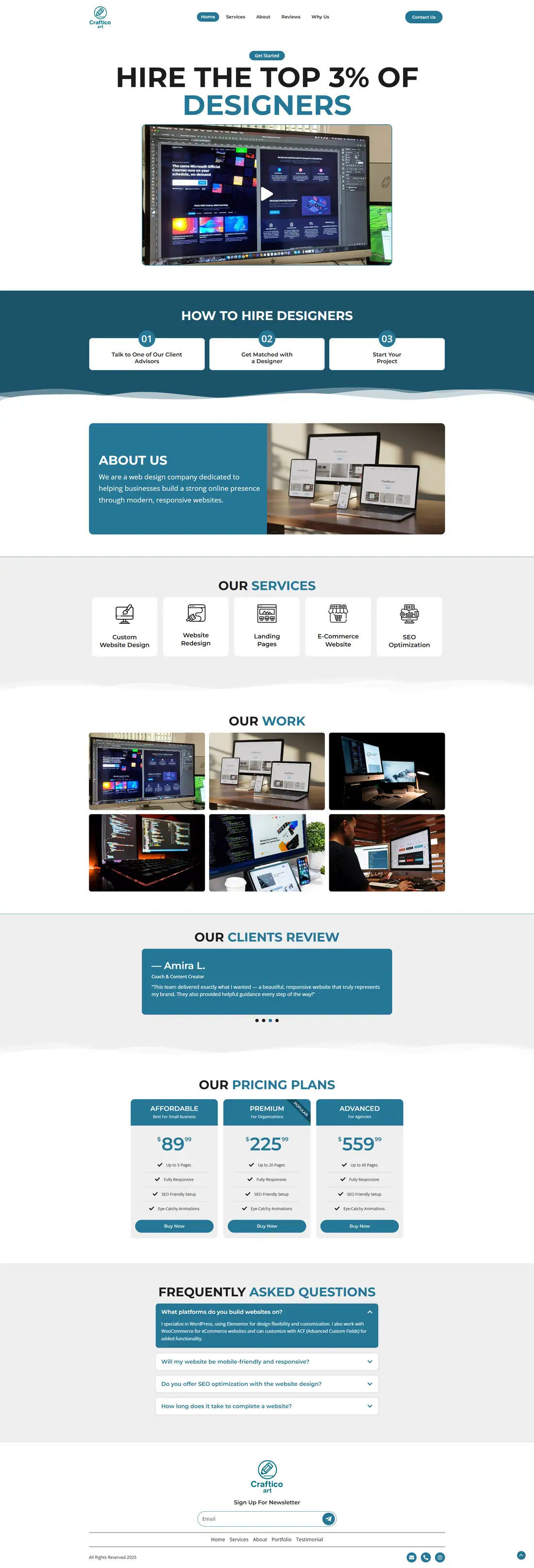 Full homepage of the Kayfast website