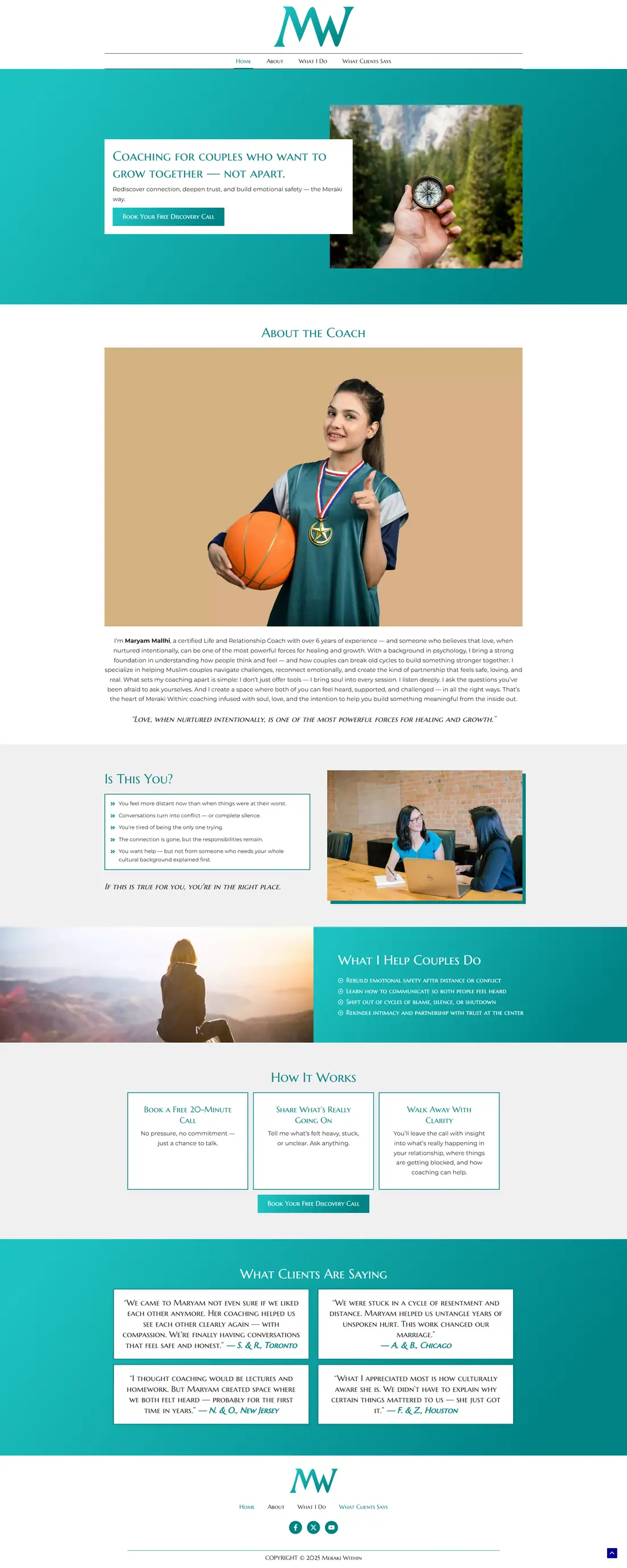 Full homepage of the Meraki Within website