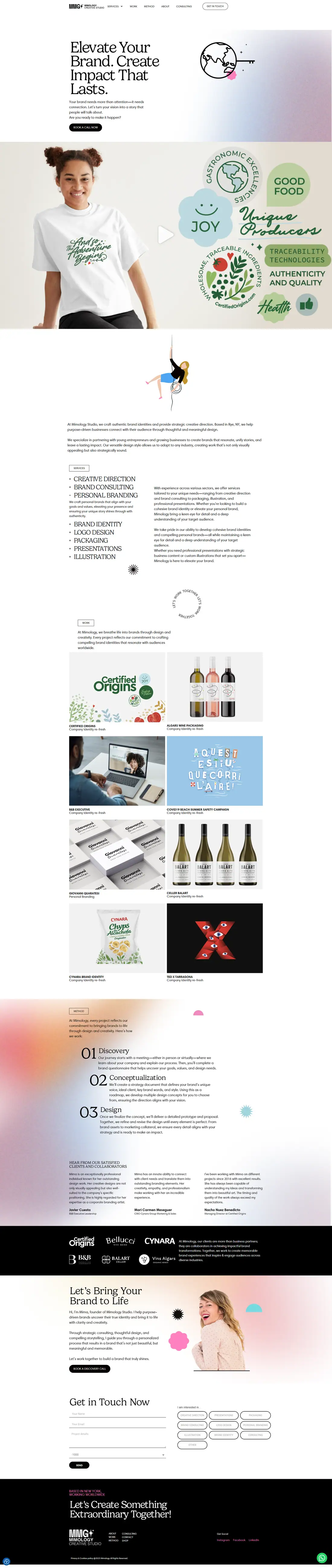 Full homepage of the Mimology website