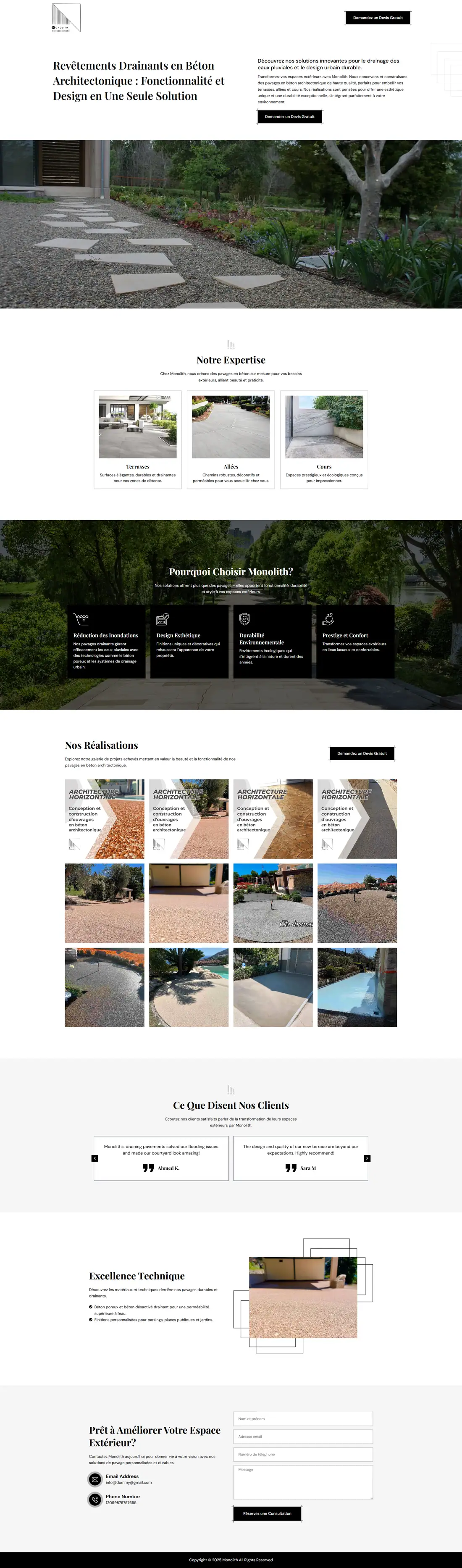 Full homepage of the Monolith website
