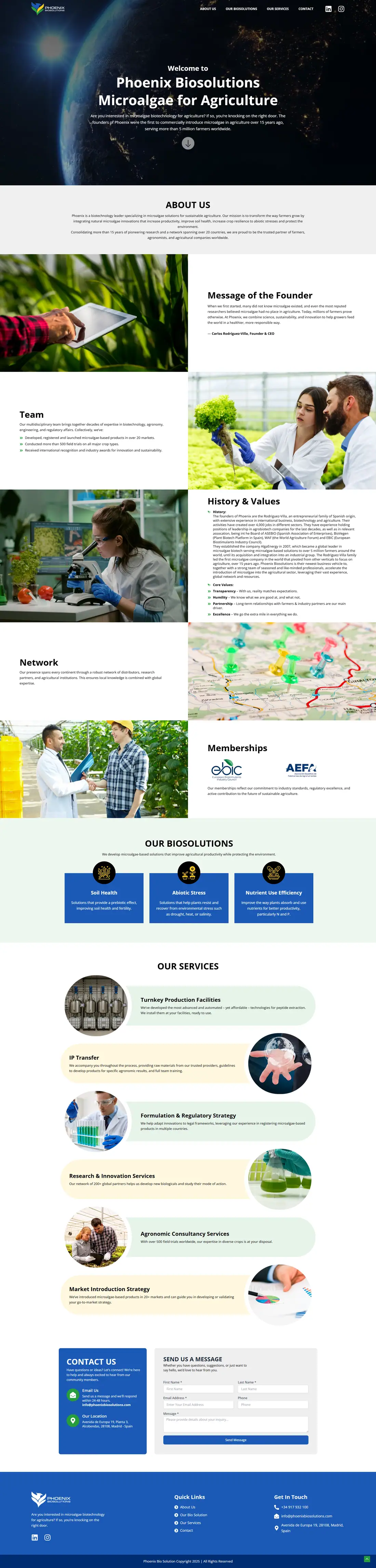 Full homepage of the Phoenix Biosolutions website
