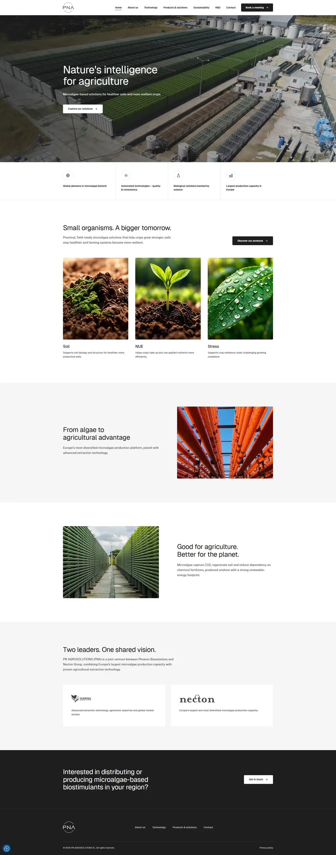 Full homepage of the PN Agrosolutions website