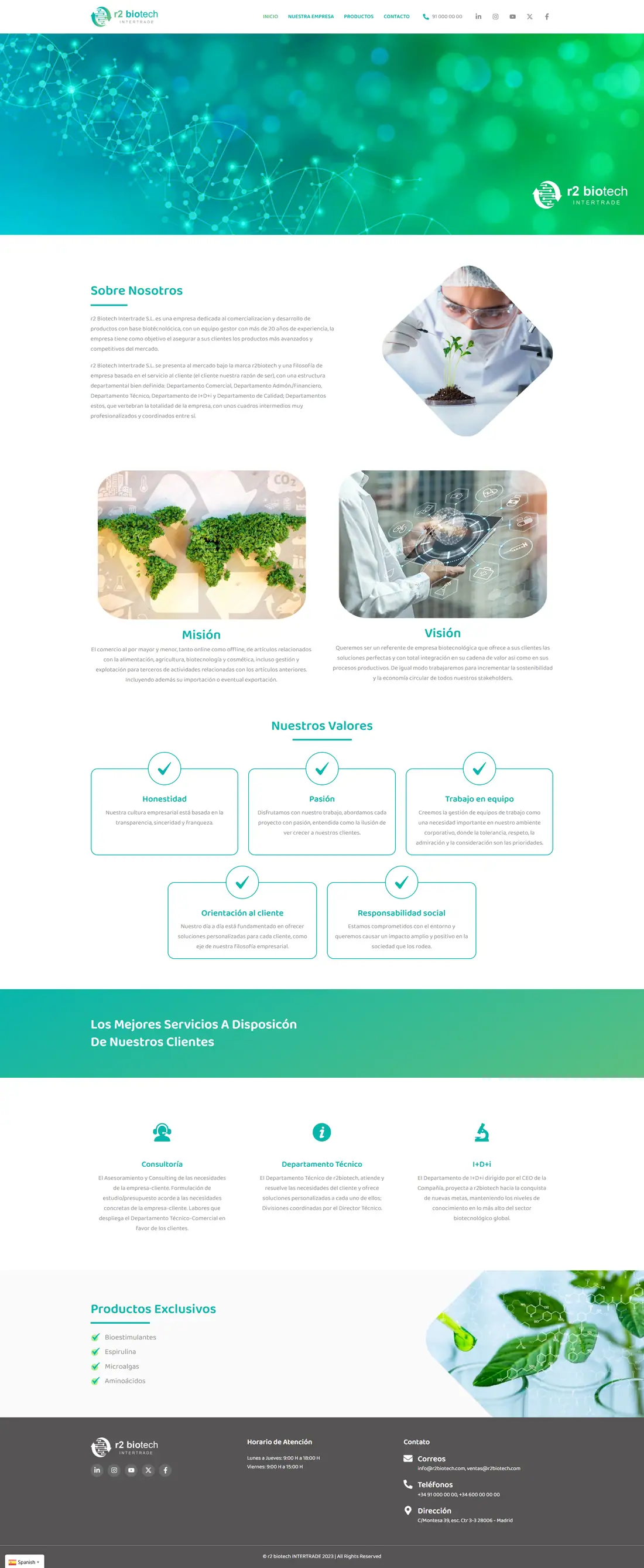 Full homepage of the R2 Biotech Intertrade website