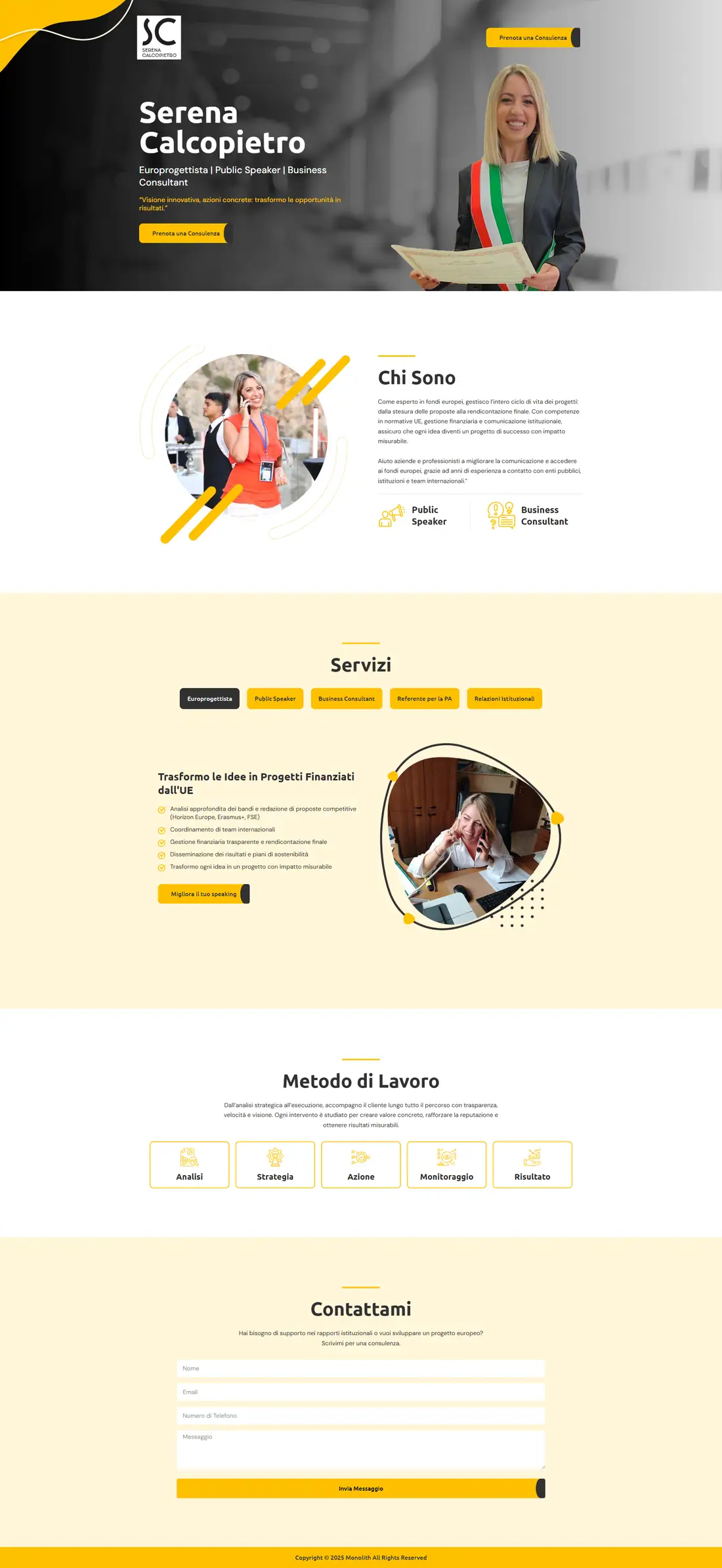 Full homepage of the Serena Calcopietro website