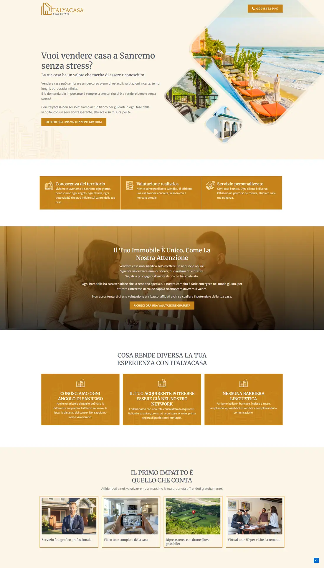 Full homepage of the Talyacasa Real Estate website