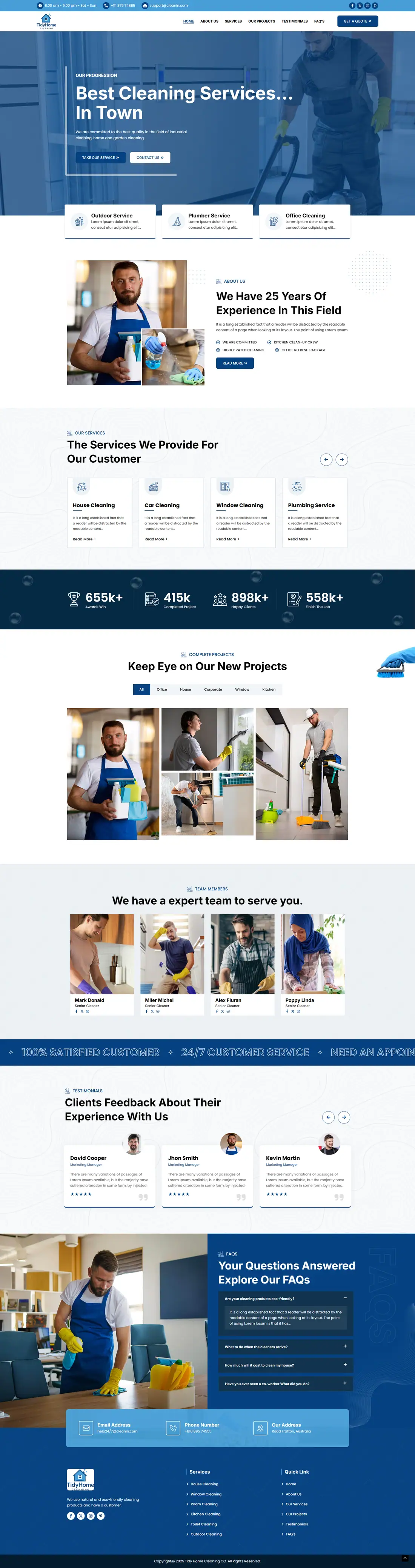 Full homepage of the Tidy Home Cleaning Co. website