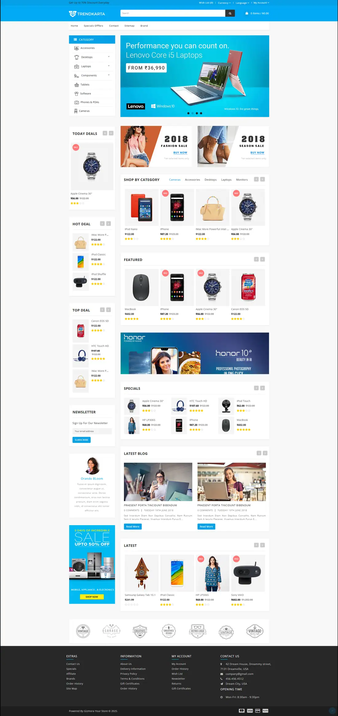 Another page of the Trendkarta website