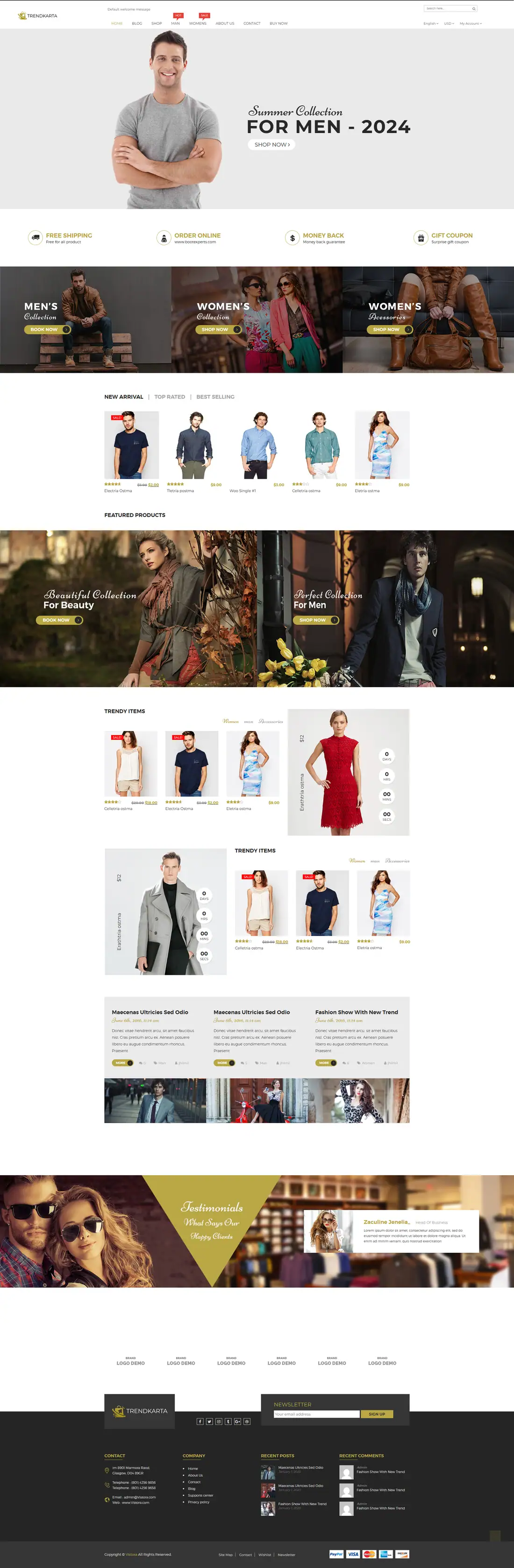 Full homepage of the Trendkarta website